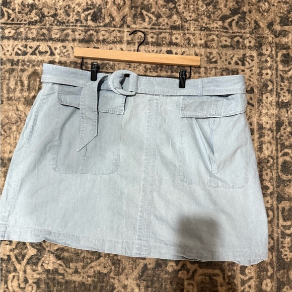 Eloquii Blue Mini Skirt with belt plus size - Picture 4 of 9